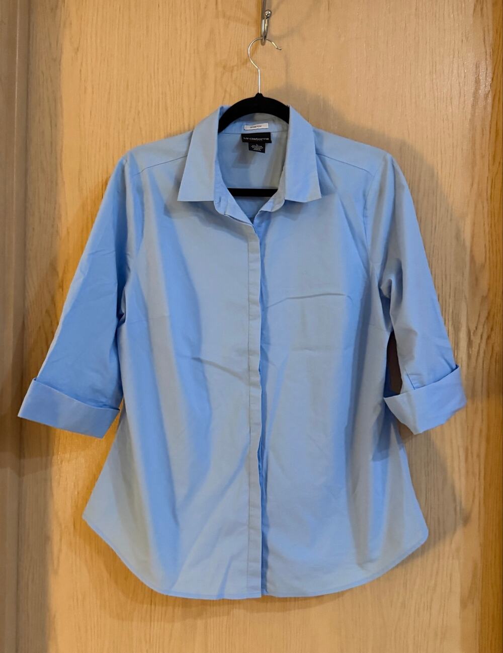 Liz Claiborne Career Blue Stretch Button Up Shirt Women’s Large